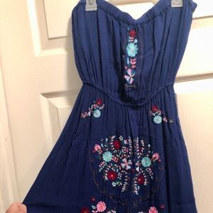 Royal blue strapless sundress